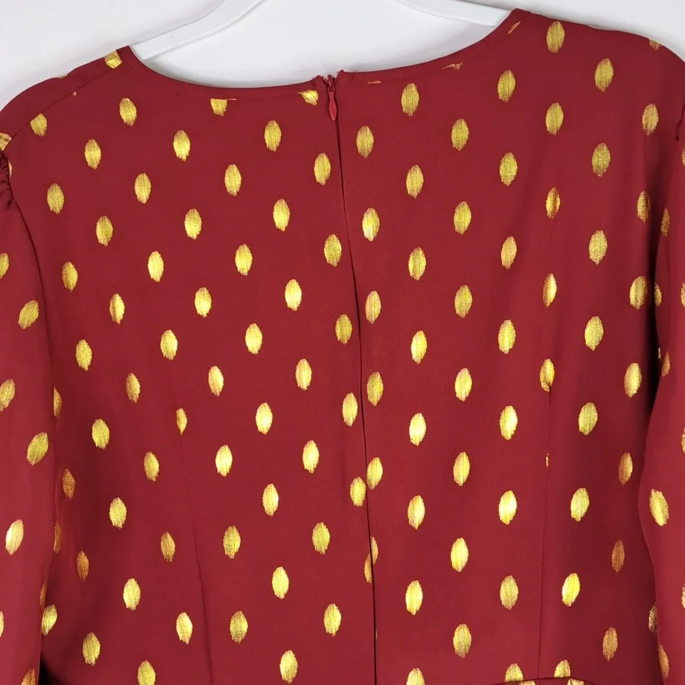 SHEIN Gold Dots Burgundy Red Tunic Size XL US 12 - Picture 5 of 15